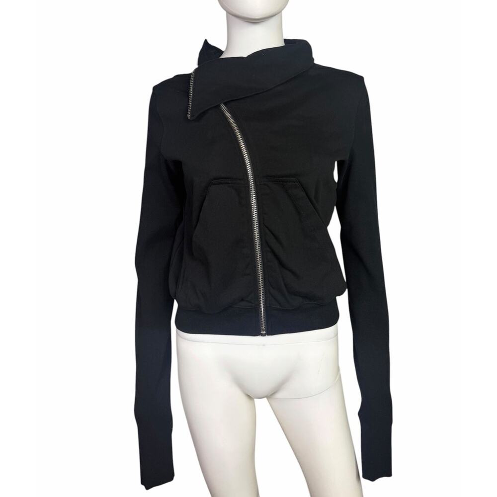 Rick Owens Women's M Black DRKSHDW Mountain Asymmetrical Zip Sweatshirt EUC